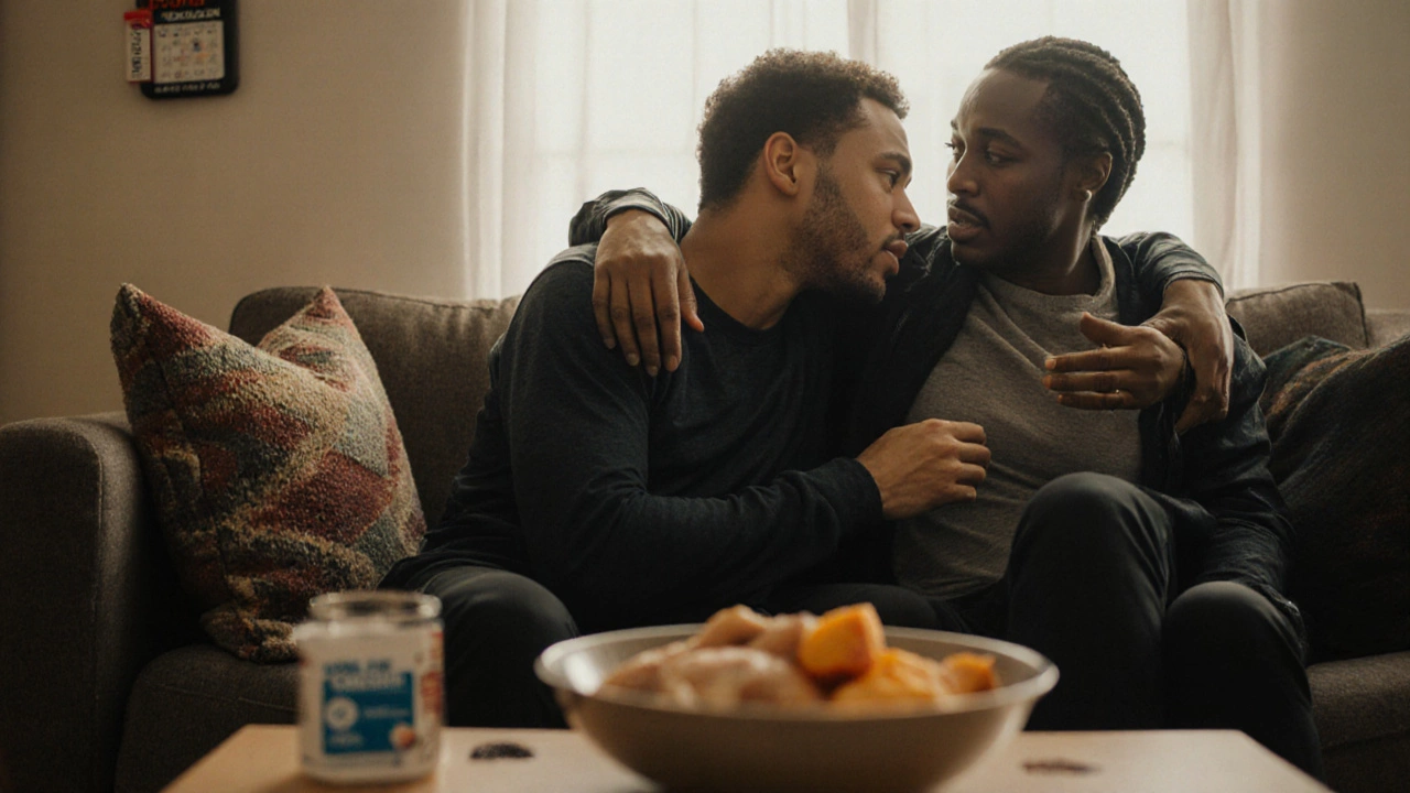 An athlete receiving emotional support from a loved one.