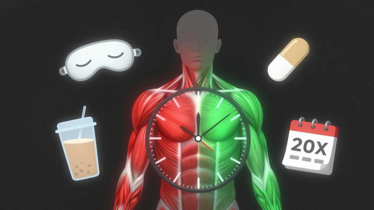 Human body as a clock with glowing recovery zones and wellness icons.