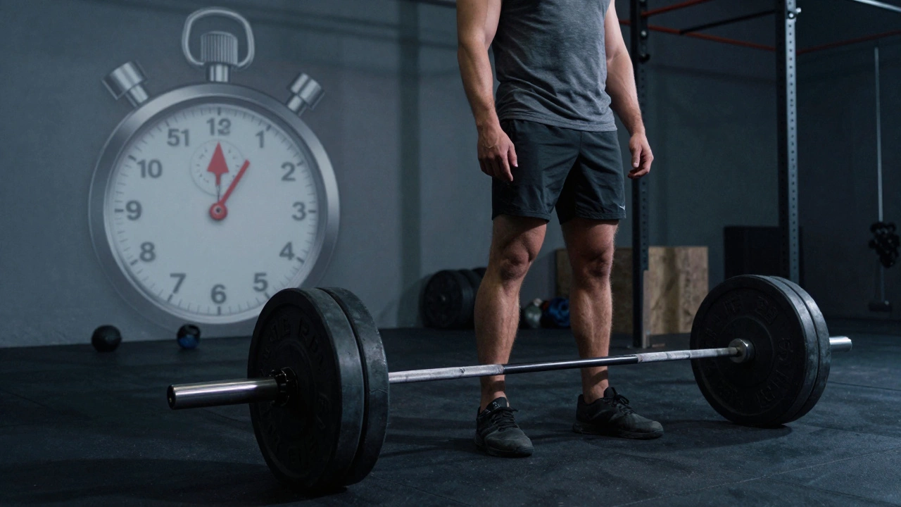 Weightlifter resting between sets, emphasizing recovery and focus