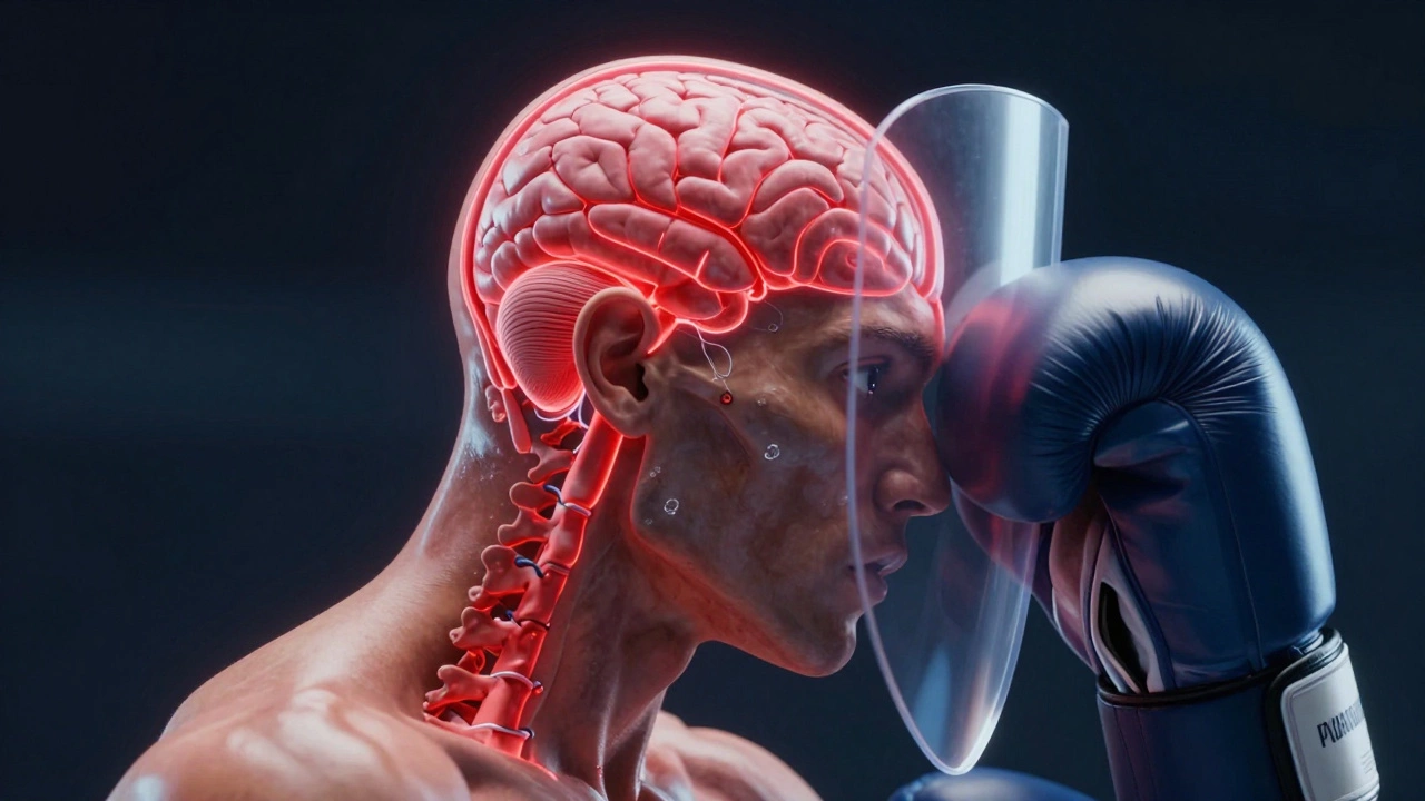 Diagram showing dangerous rabbit punch area on head