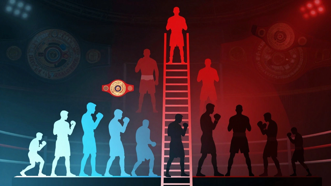 Illustration of boxing weight class hierarchy ladder
