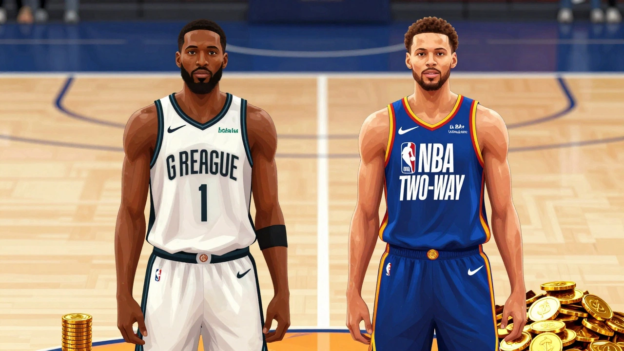 Illustration showing salary gap between G League and Two-Way players