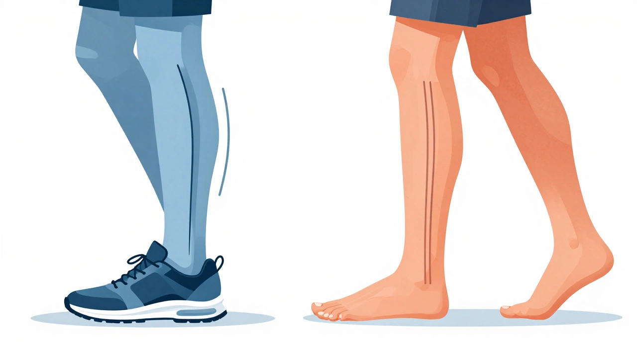 Illustration comparing heel strike vs forefoot strike biomechanics