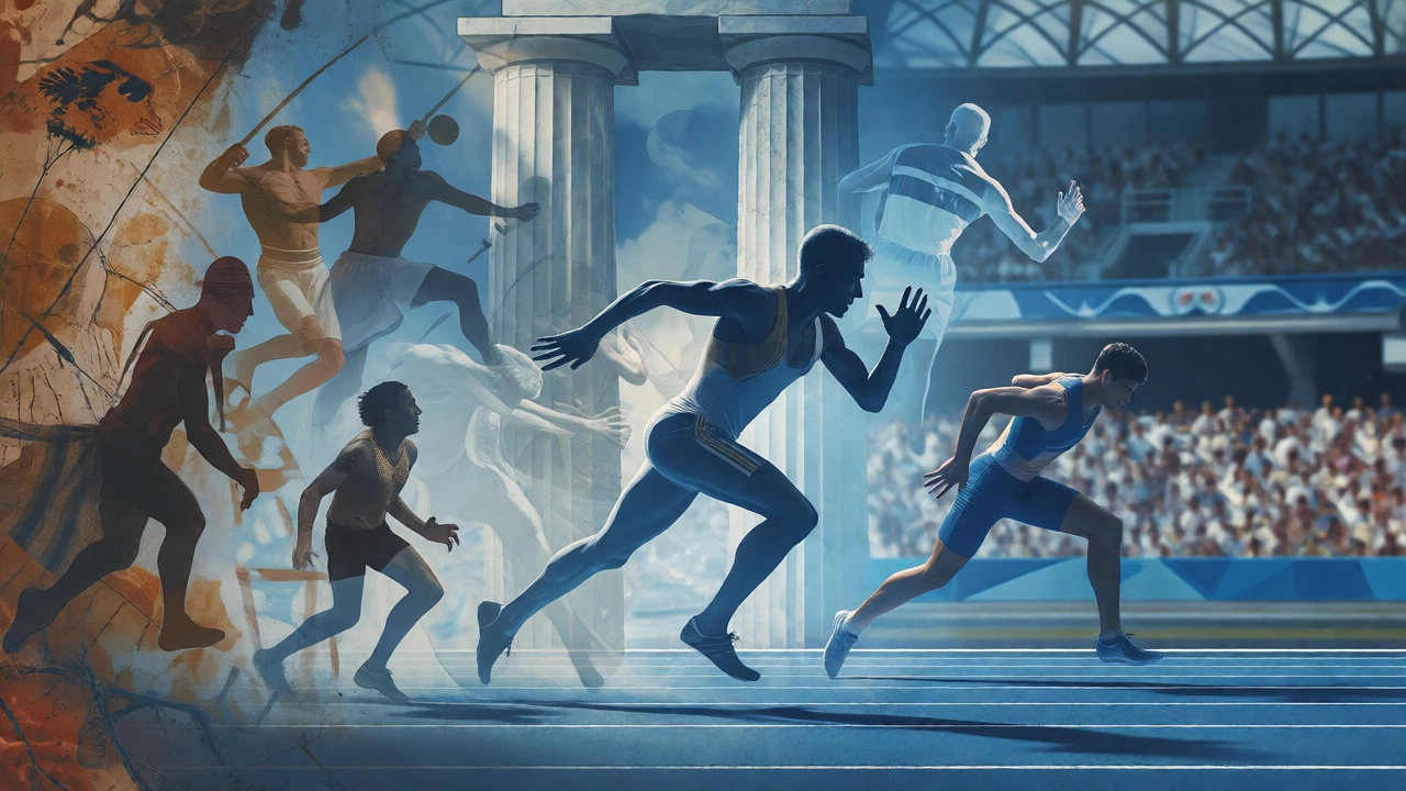 Conceptual blend of ancient and modern athletes